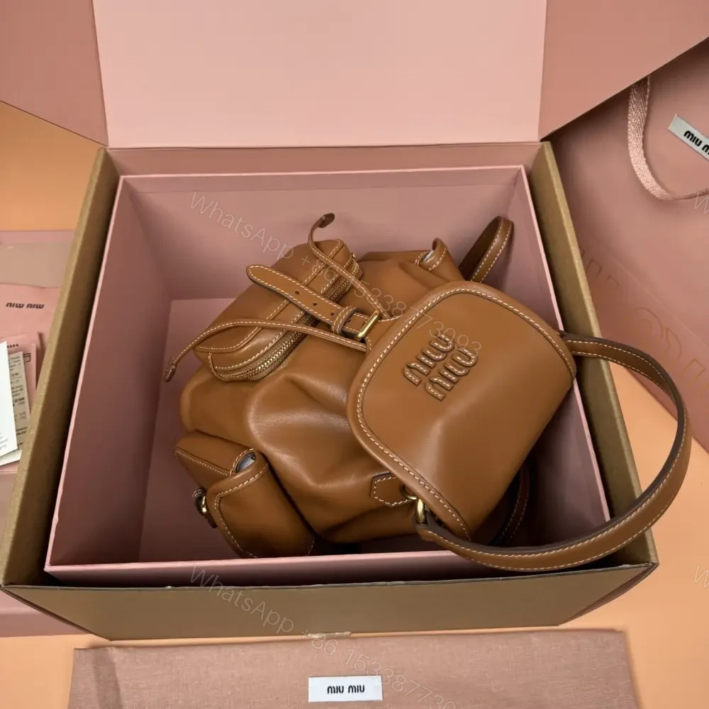 View 6 of 高仿miumiu*5BZ043牛皮雙肩包棕色小號免檢版
