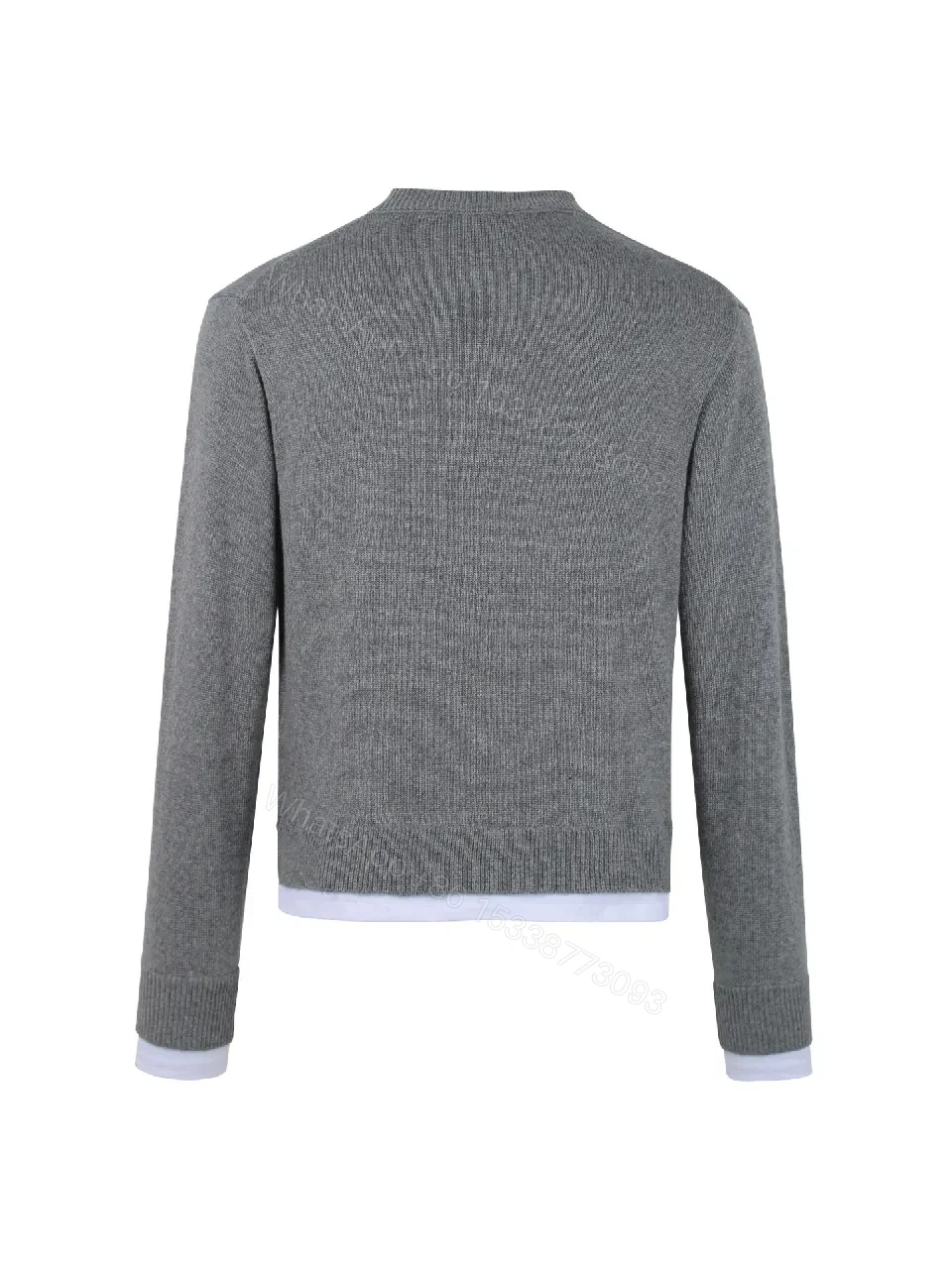 View 3 of Soft-Knit V-Neck Layer: Textured Weave Knit Sweater with Underlayer Contrast