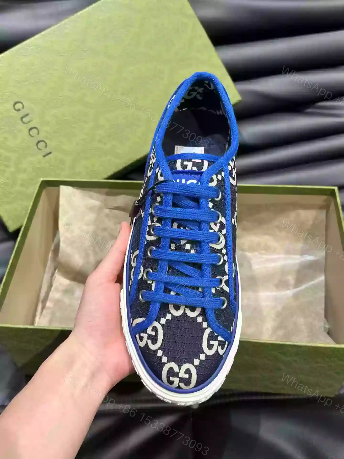 View 5 of GUCCI TENNIS 1977 SHOES SNEAKERS IN BEIGE/BLUE – GC281