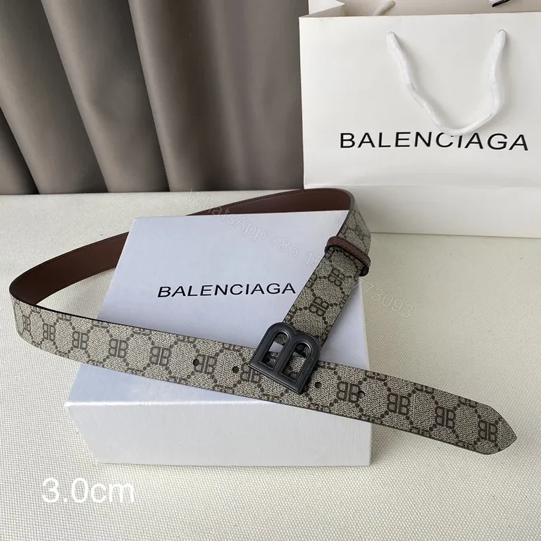 View 2 of Beige-Monogram Belt with Gunmetal B Buckle - Luxury Style
