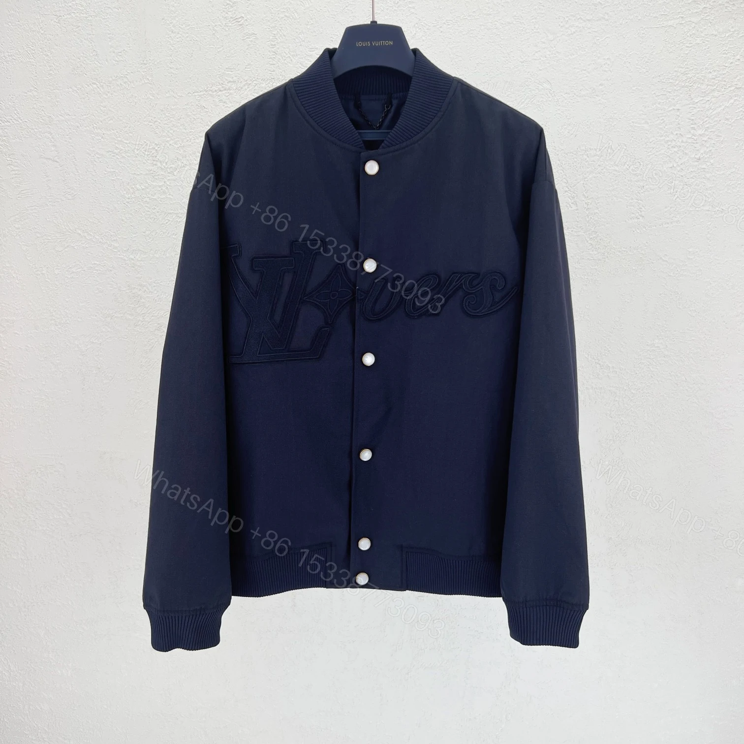 LV高仿棒球外套 Lovers刺繡款 海軍藍簡約潮流百搭夾克 — view 1