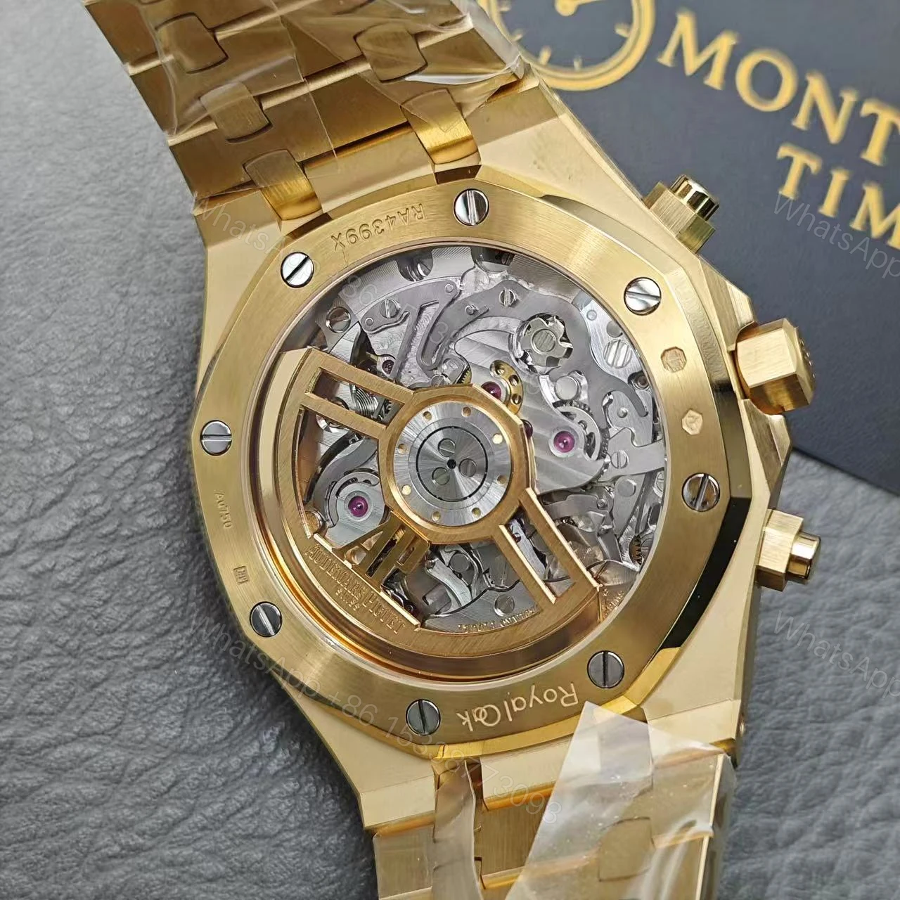 View 4 of Replica Swiss Audemars Piguet Royal Oak Chronograph Yellow Gold & Smoked Champagne Dial 41mm