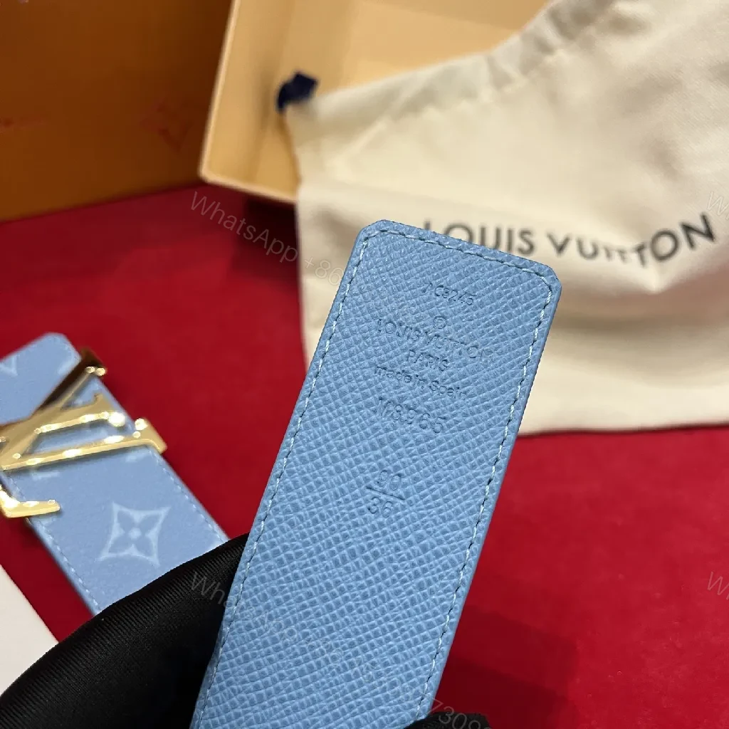 View 8 of Blue Monogram Belt: Modern Luxury Leather Belt