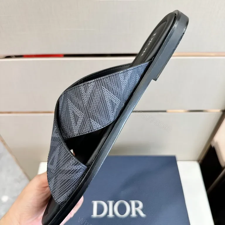View 4 of Black Jacquard Dior Slides â€” Premium Comfort Sandals