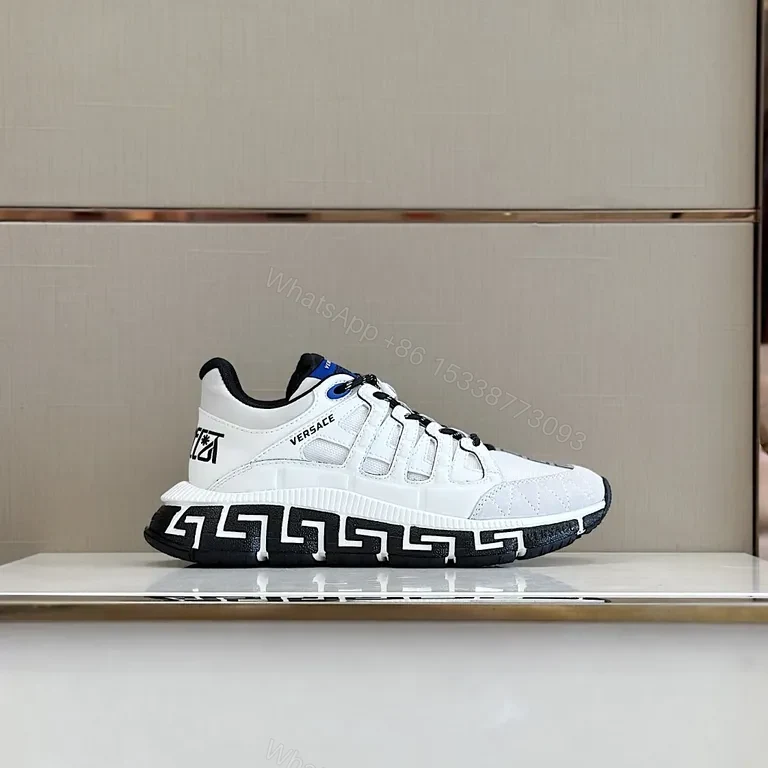 View 9 of White Leather Versace High-Top Sneaker: Bold Luxury Comfort