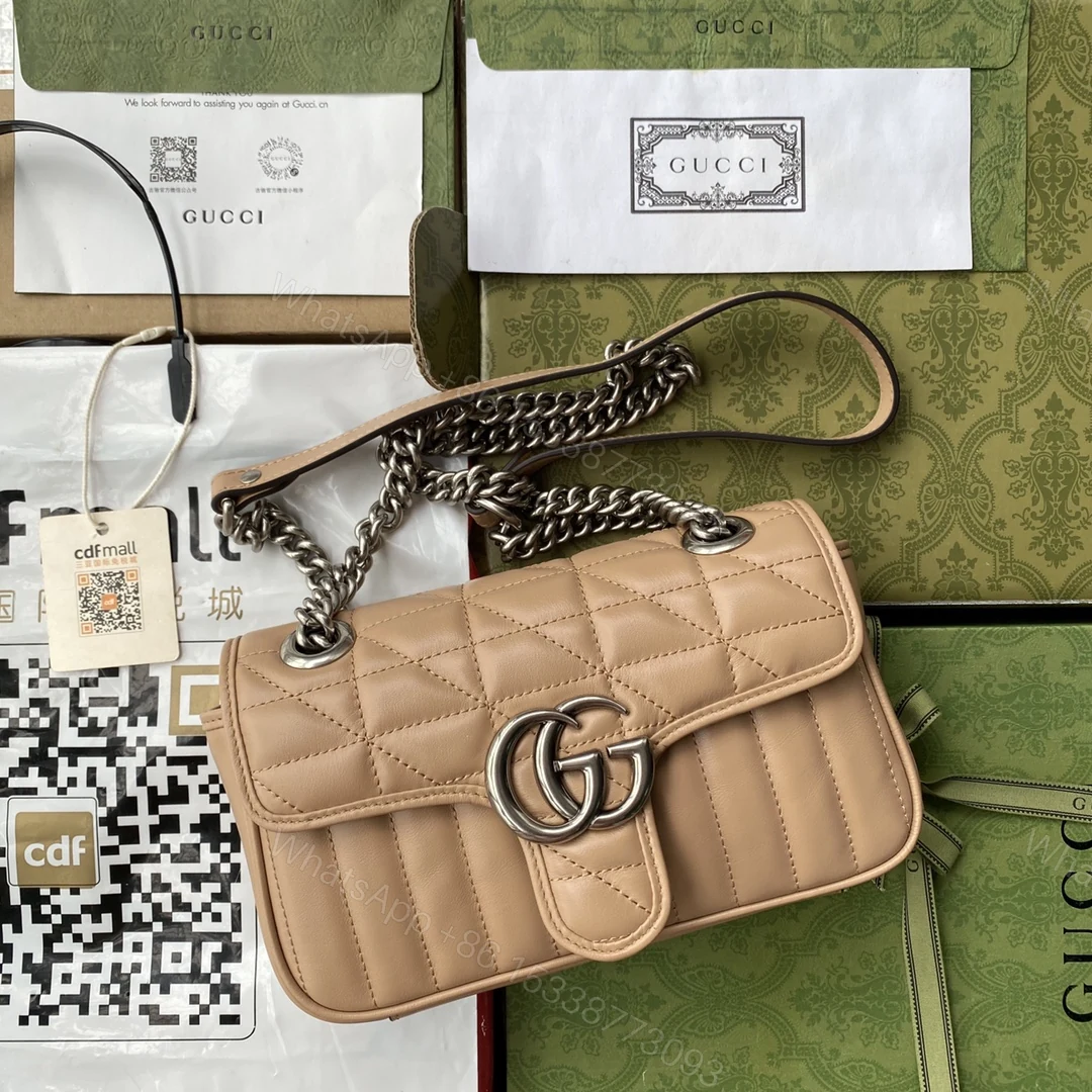 Gucci 高仿GG Marmont卡其鍊帶包 女用人氣款休閒通勤 — view 1