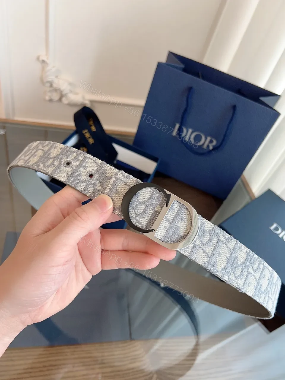 View 4 of Textured Texture Belt with Signature Hardware, ModernLuxury Belt