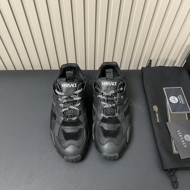 View 3 of Black Versace-Inspired Luxe Sneaker: Subtle Branding, All-Day Comfort