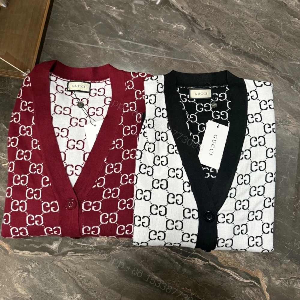 View 4 of Gucci Reversible Gg Wool Jacquard Cardigan Black And White