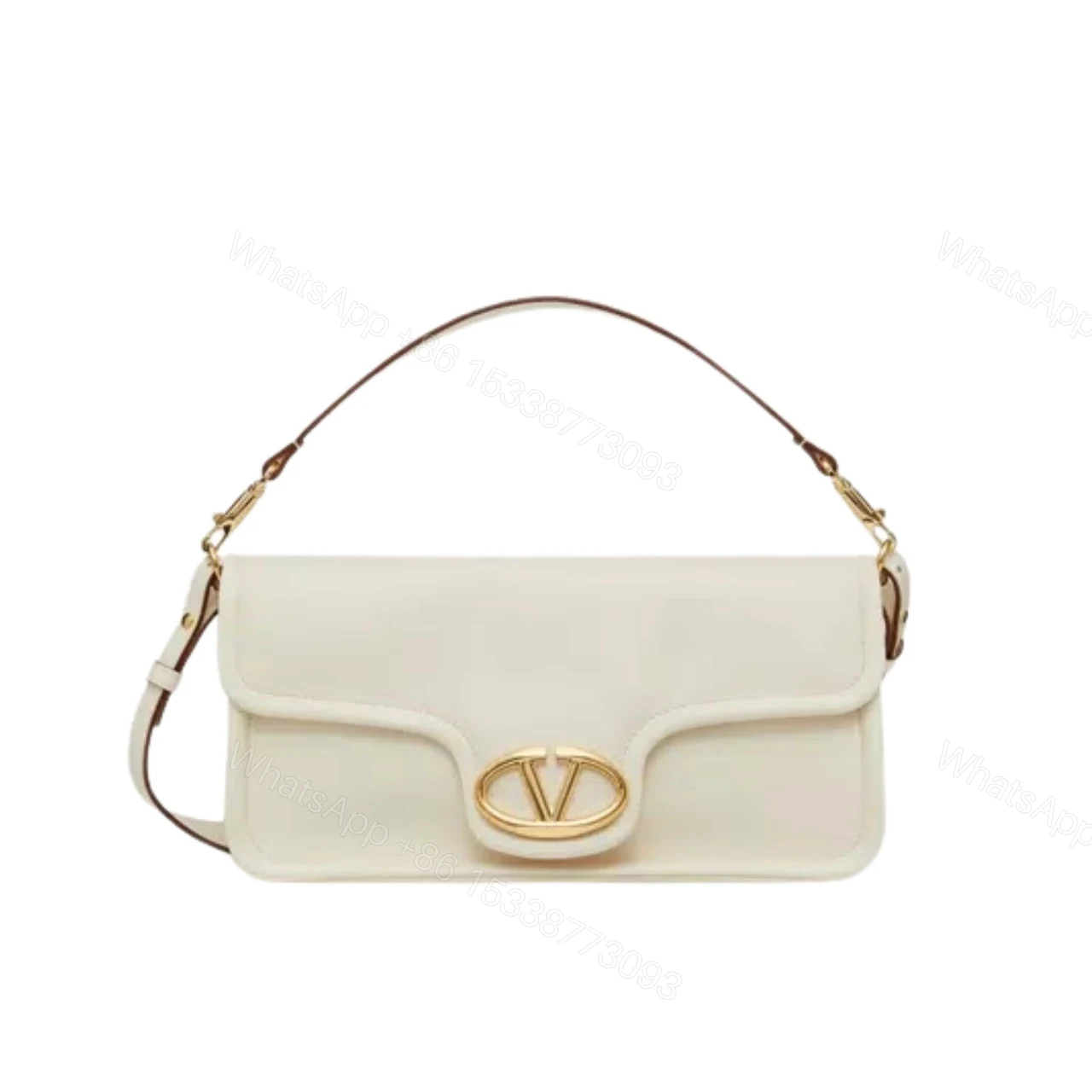 VALENTINO GARAVANI VLOGO 1960 NAPPA SHOULDER BAG WHITE 28CM — view 1