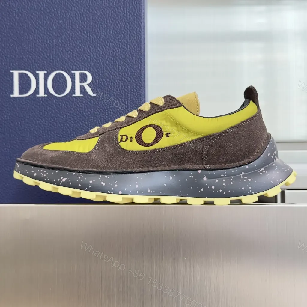 View 5 of Yellow-Gray Suede Trail Runner w/ Neon Laces (Dior-inspired)