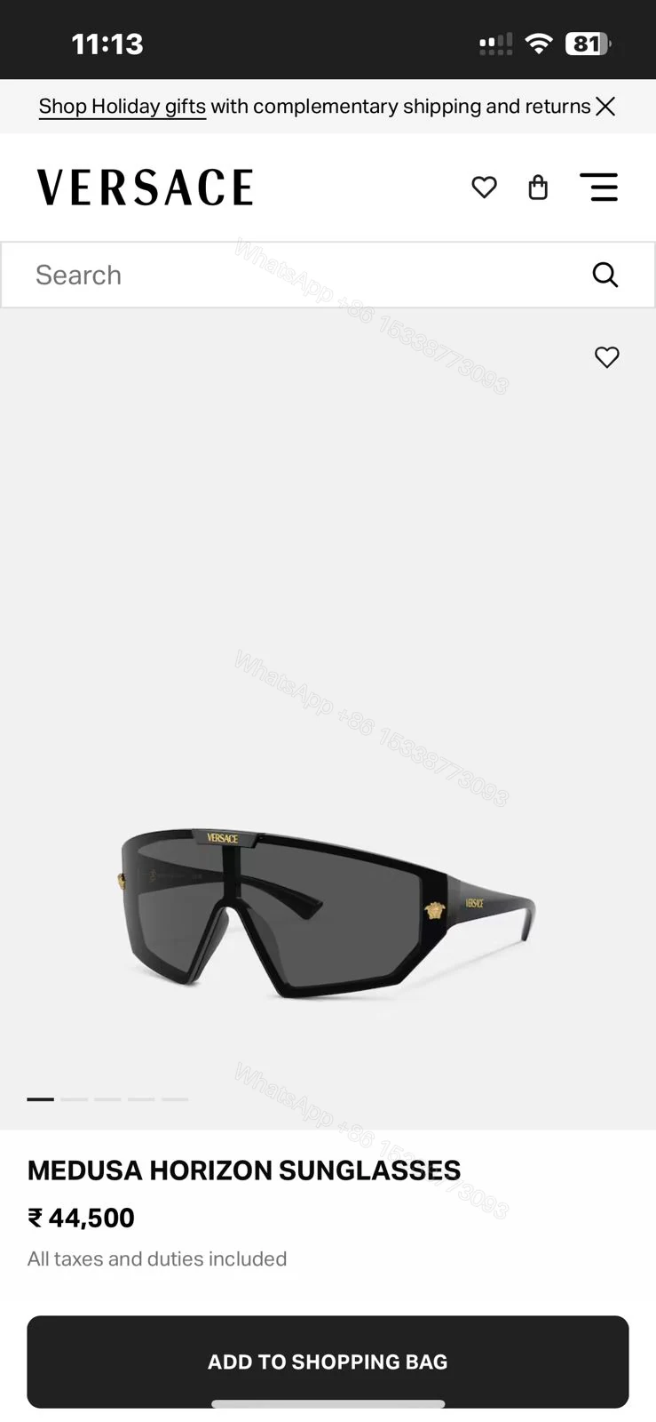 View 5 of Versace Medusa Horizon Black-Gold Oversized Sunglasses