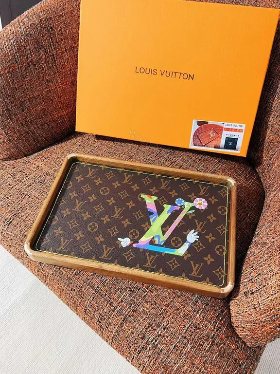 Monogram LV Tray Desk Accessory — Brass Frame, Top Guarded — view 1