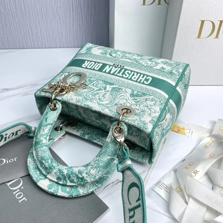 View 2 of Turquoise Canvas Satchel: Dior-Inspired Mini with Textured Weave