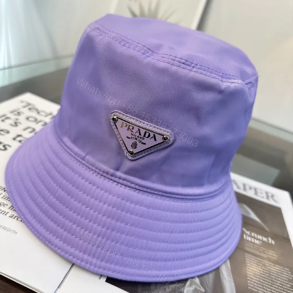 View 10 of Pastel Lavender Nylon Bucket Hat with Prada-Inspired Detail
