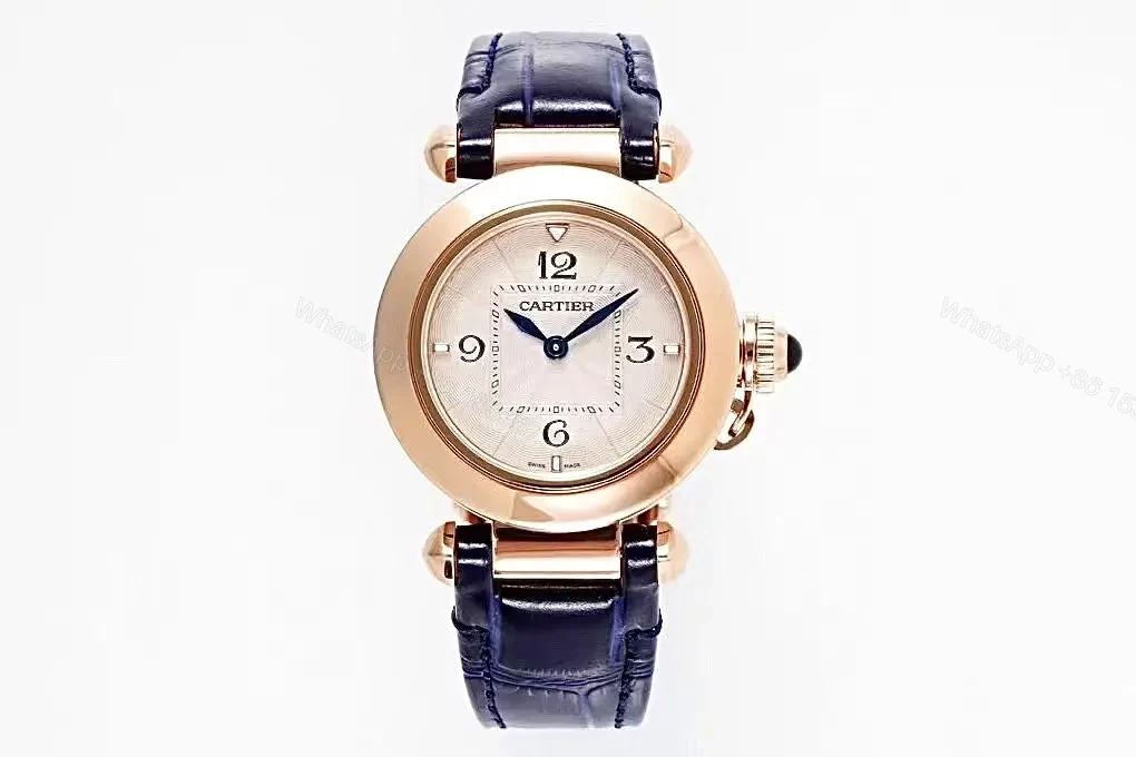 GS Factory Cartier Pasha de Cartier Women’s Watch – 30mm Rose Gold Case, Blue Leather Strap, Swiss Quartz Movement (Cal.157) — view 1
