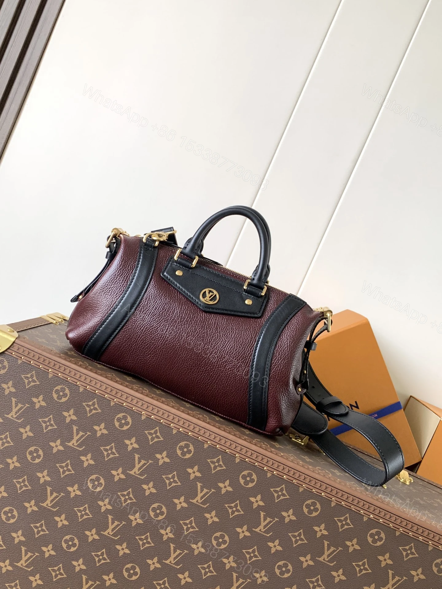 LV A貨 酒紅拼色波士頓包 復古典雅 日常百搭 — view 1