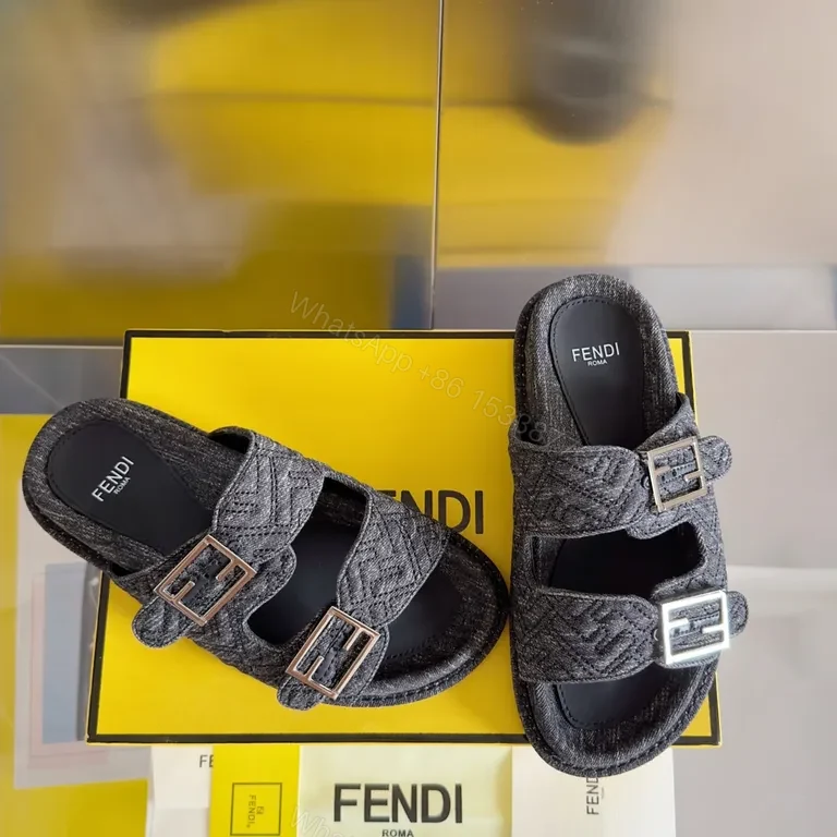 View 3 of Chic Fendi Velvet Dual-Buckle Sandals: All-Day Comfort