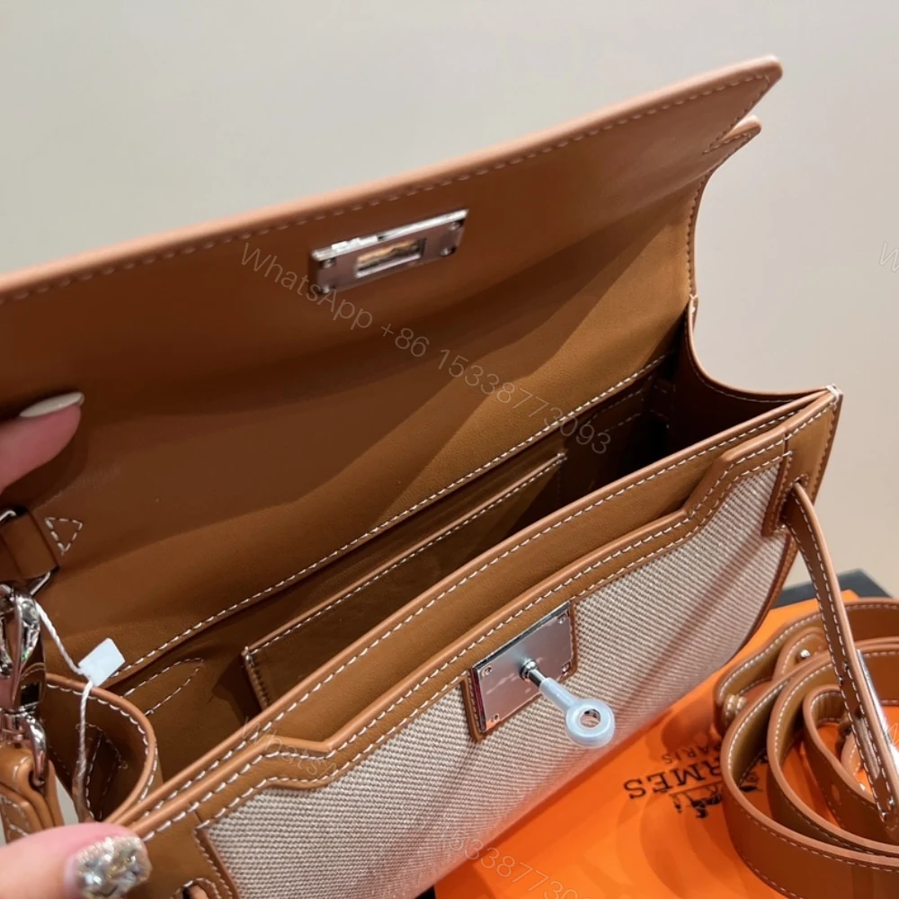 View 3 of Hermes Kelly Dépêches Pouch Toile Barenia Fauve 26Cm