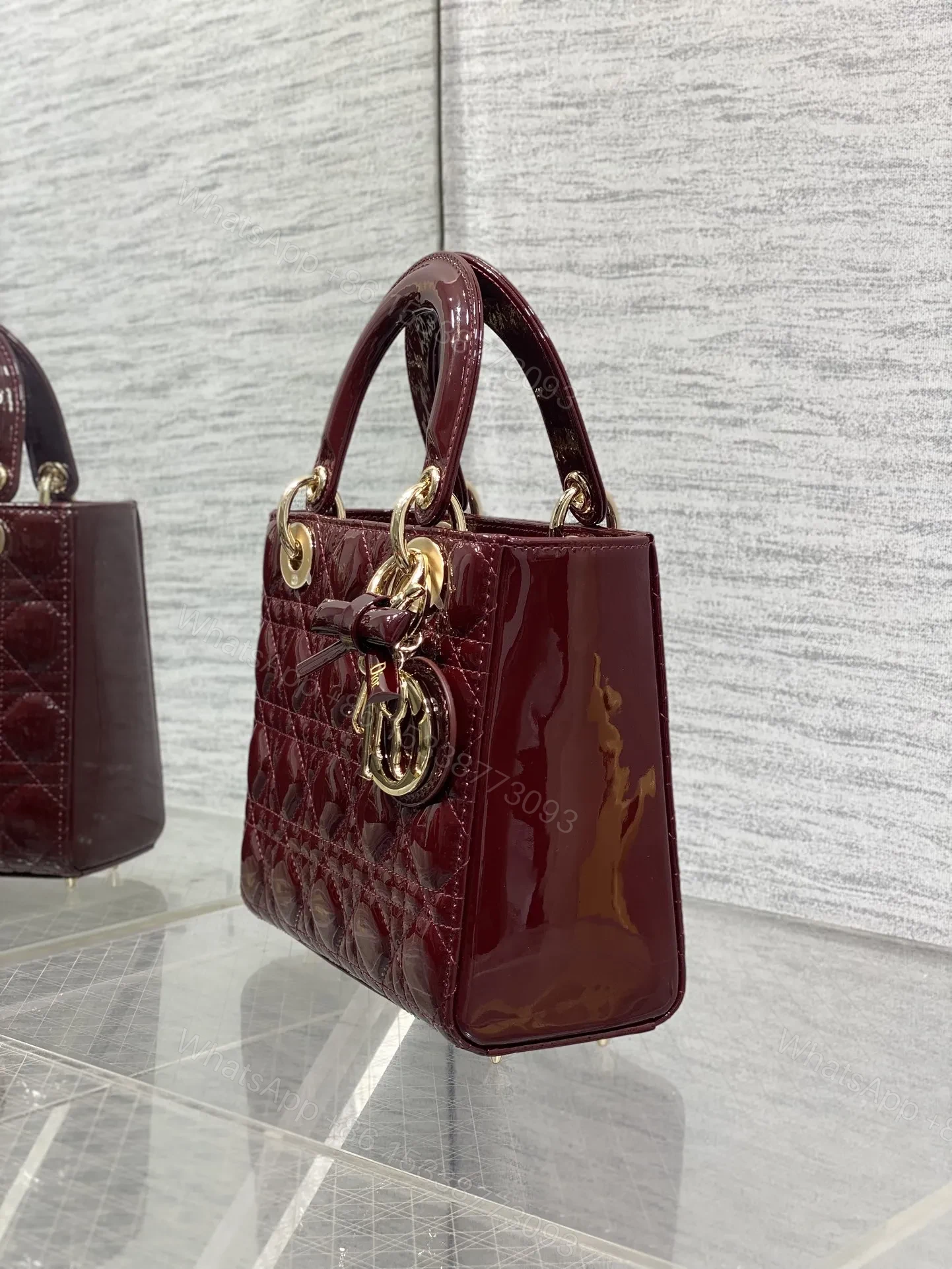 View 5 of CHRISTIAN DIOR LADY DIOR BURGUNDY GOLD HARDWARE