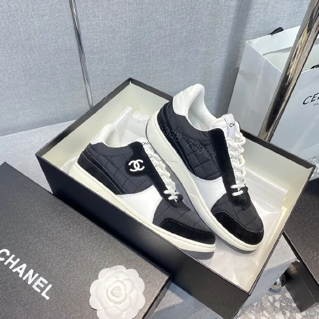 View 4 of Black & White Quilted Low-Top Sneaker with Luxe Comfort