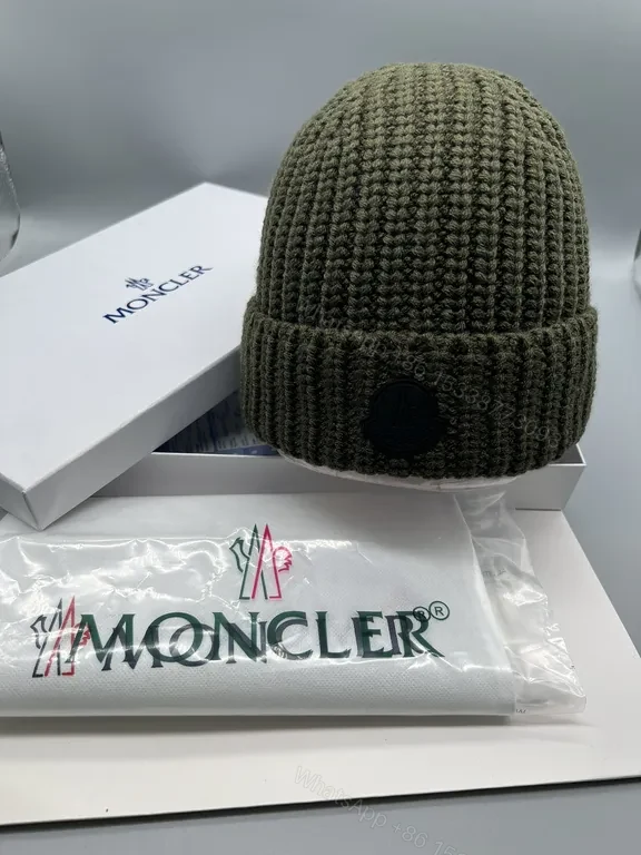 View 5 of Cream Wool-Beam Beanie: Minimalist Luxury Moncler Knit Cap
