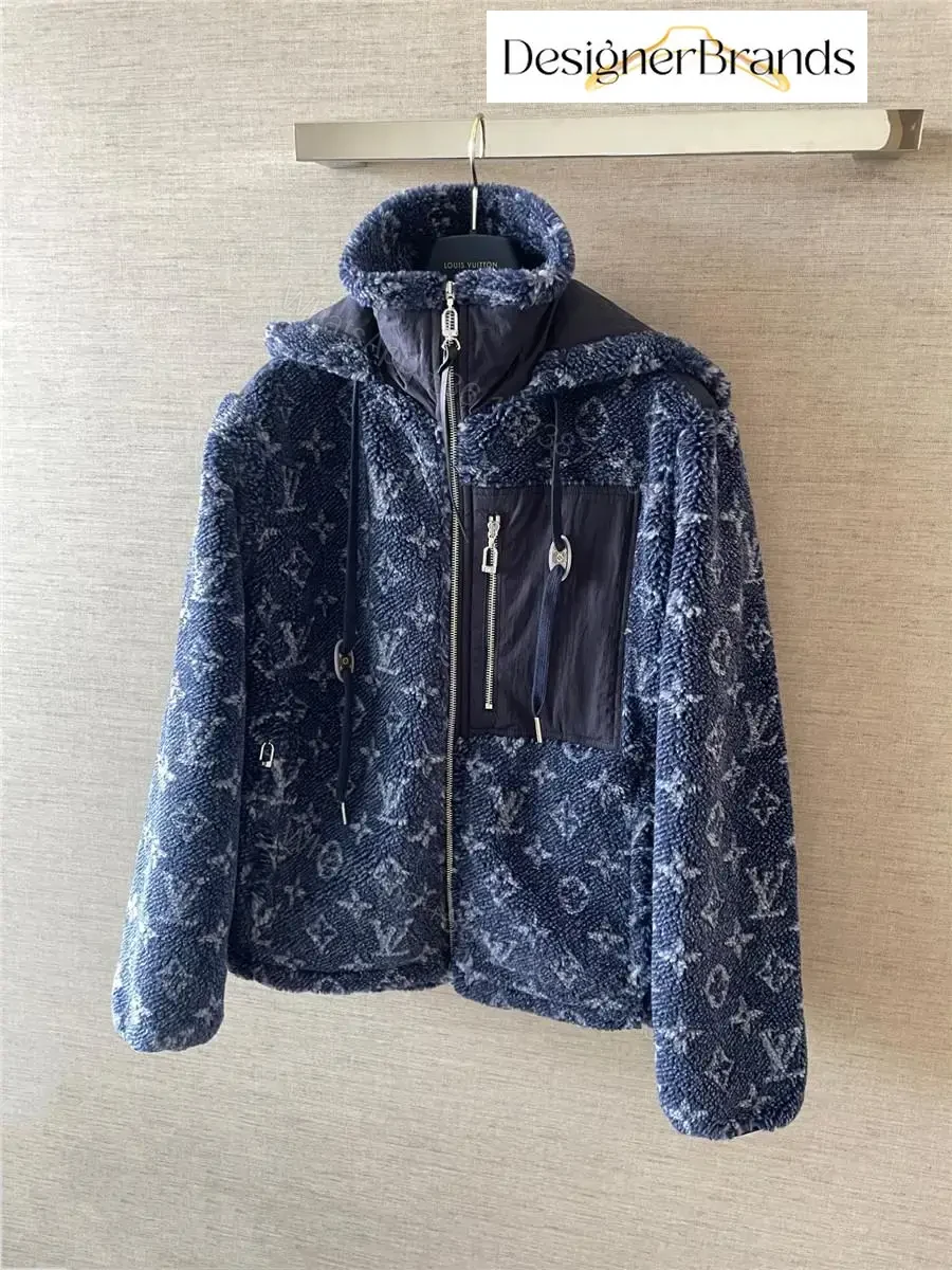 View 4 of Blue Denim-Texture Puffer Jacket: Luxe Everyday Outerwear