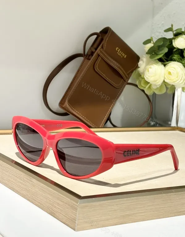 View 2 of Black Matte Cat-Eye Sunglasses | Acetate, UV400 Gradient, CELINE Detail