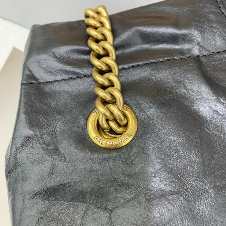 View 4 of Gold Chain Edge Chic Bag: Balenciaga-Inspired Drawstring"