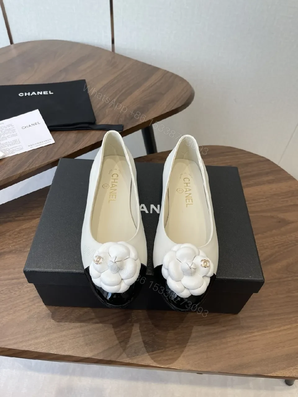 View 4 of Elegant Camellia Two-Tone Flat Shoes with Comfort