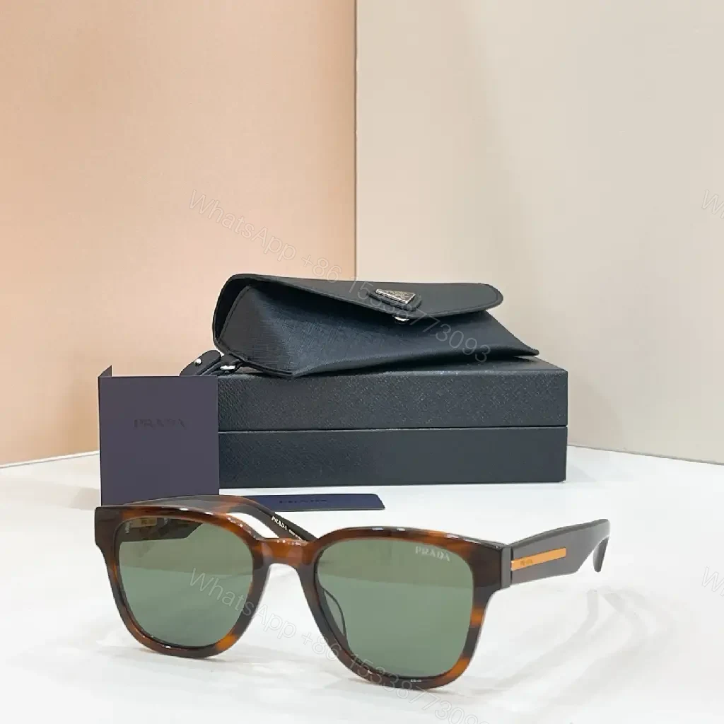 View 6 of Brown tortoise square sunglasses, chunky glossy frame, retro thin PRADA temple