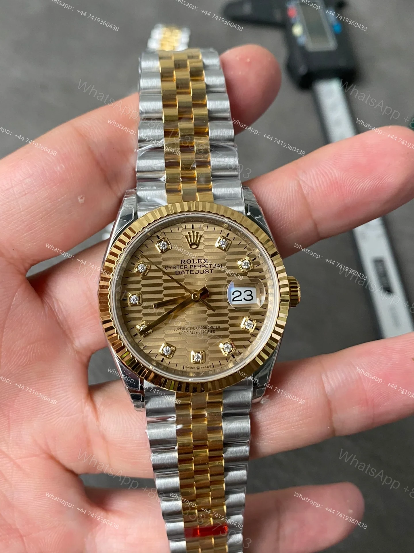 View 2 of Rolex Datejust M126233-0045 1:1 Replica Water Ripple Diamond Gold Dial Jubilee 36MM 3235 Movement Super Clone Watch