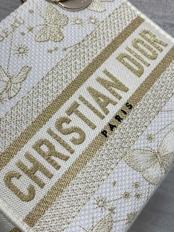 View 9 of Pale Ivory Leather Mini Bag with Gold Hardware - Dior-Inspired Style