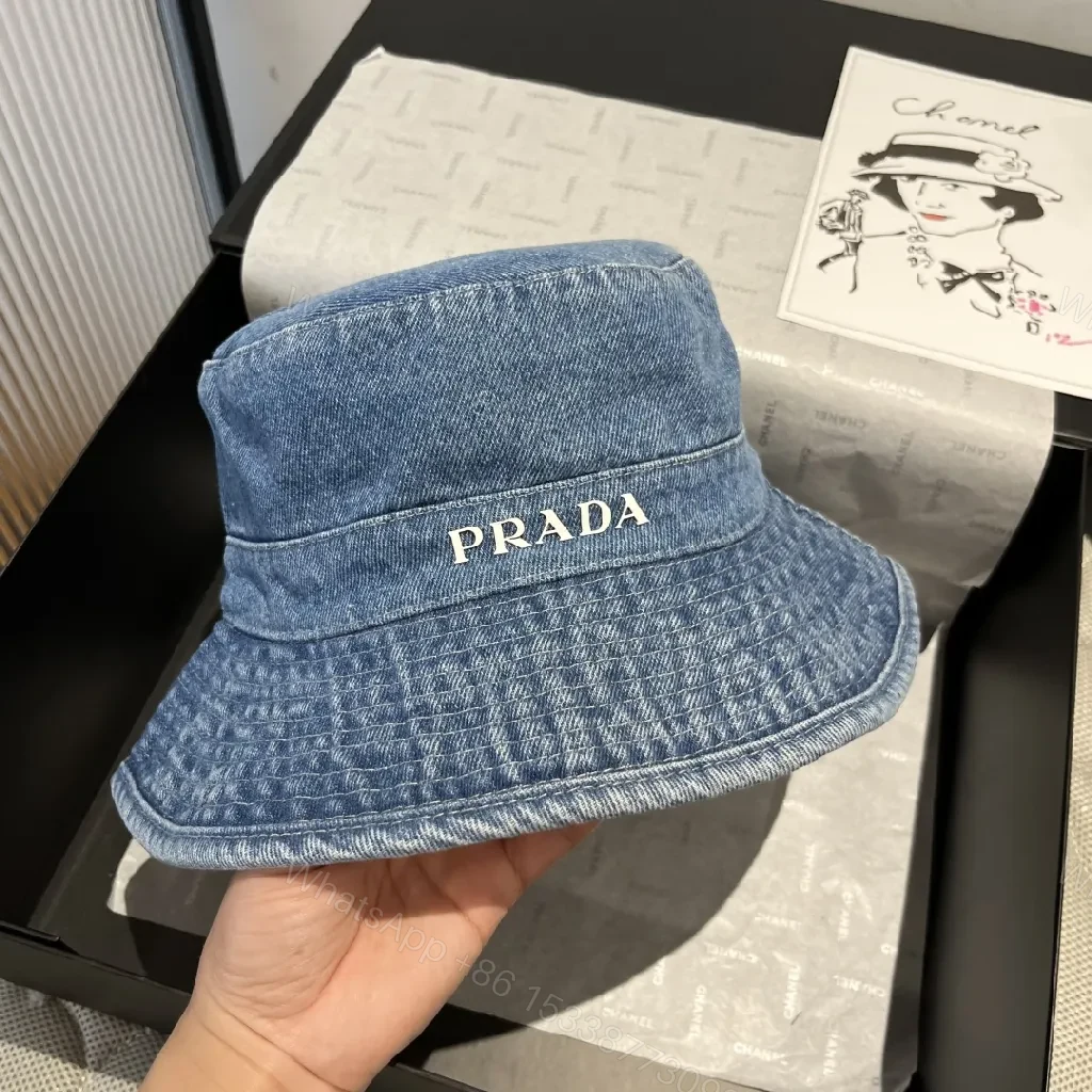 View 6 of Denim Bucket Hat with Lux Logo Detail - Essentials Style
