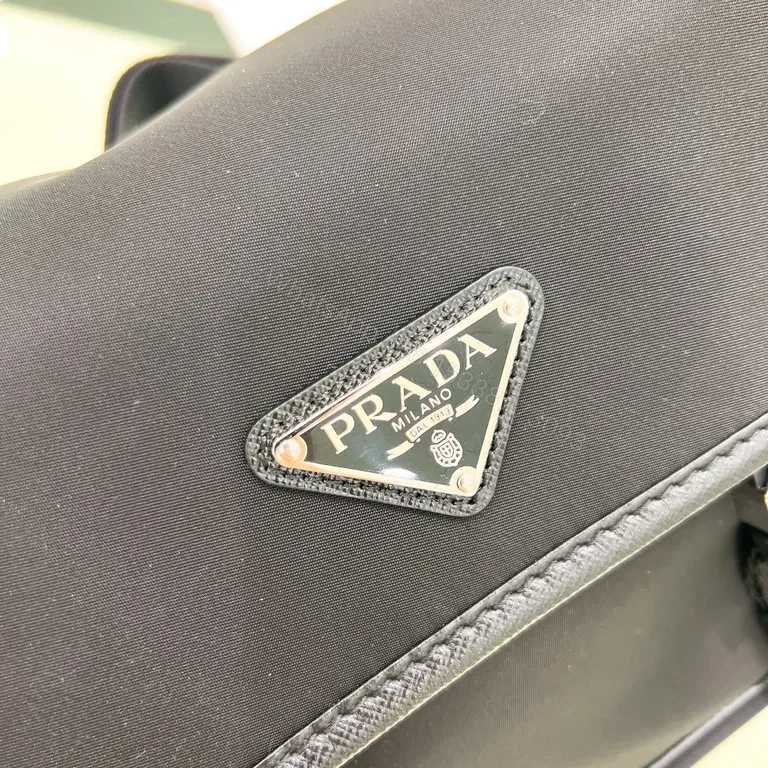 View 6 of Black Nylon Compact Messenger with Prada Logoâ€”Premium Designer Style