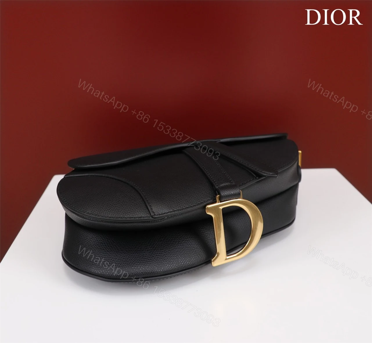 View 7 of Dior Saddle 11 Handbags Black With Lock Yellow Gold 25x20x6.5cm