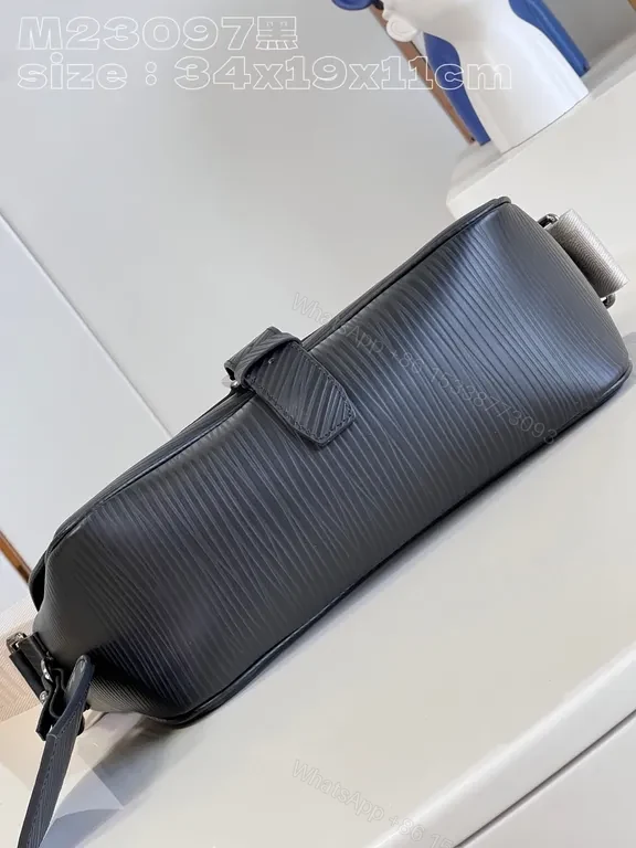 View 7 of Charcoal Leather Crossbody: LV-Inspired, Hands-Free Style