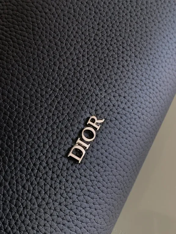 View 5 of Sleek Black Pebbled Leather Dior Crossbody Bag - Compact Couture