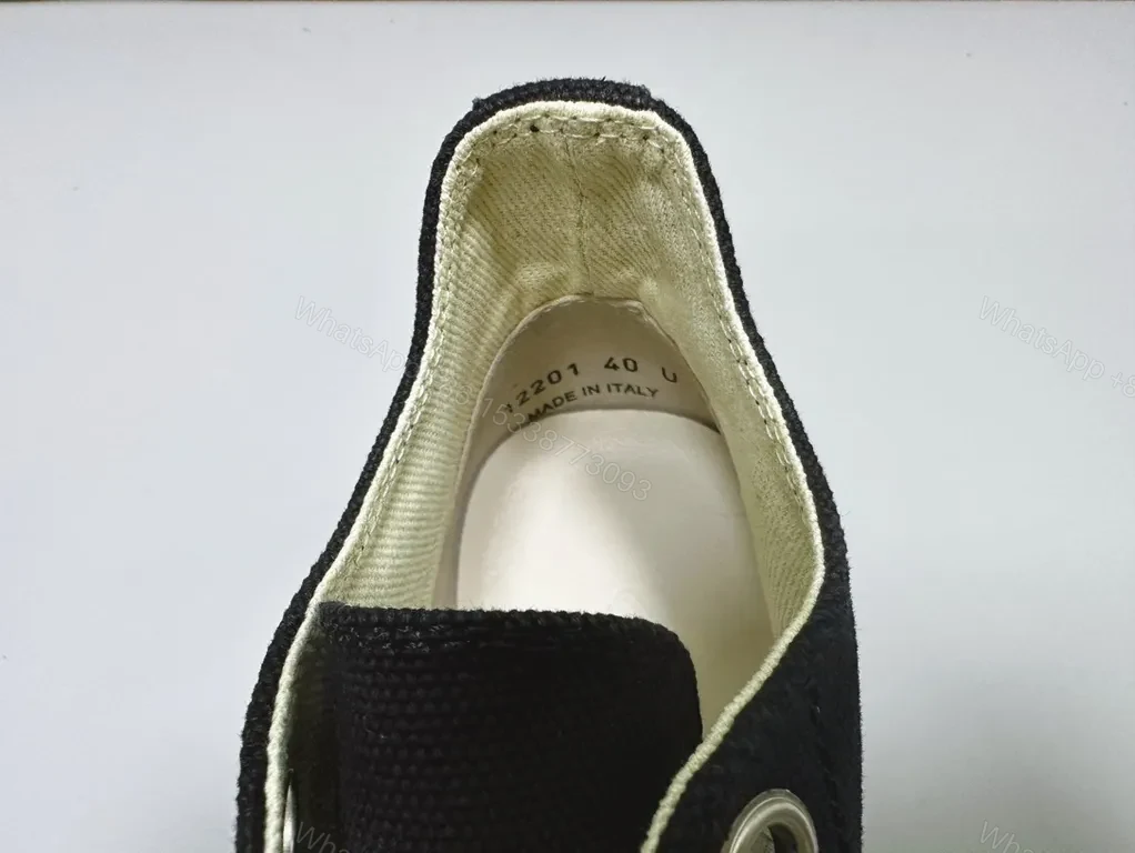 View 4 of Black Canvas Sneakers with Thick Off-White Sole - Luxury Casual Sneakers