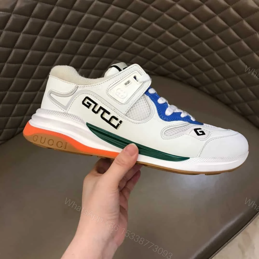 View 2 of GUCCI G LINE SNEAKERS IN LEATHER AND MESH WITH EMBROIDERED LOGO – GC117