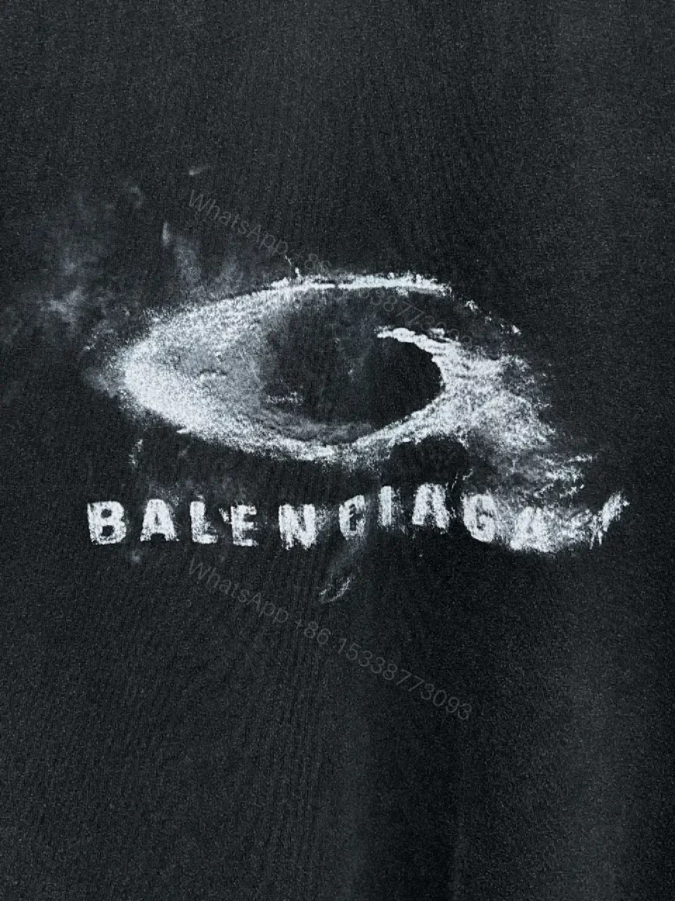 View 5 of Oversized Black Cotton Tee with Distressed Logo – Avant-Garde Streetwear
