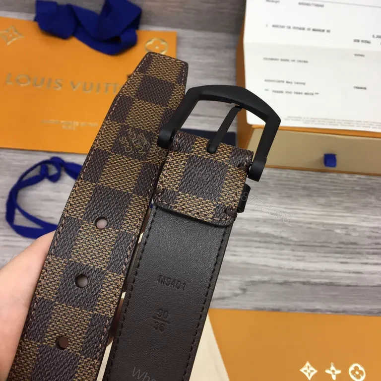 View 8 of Damier Ebene Belt: Subtle Luxury Leather-Trim Belt
