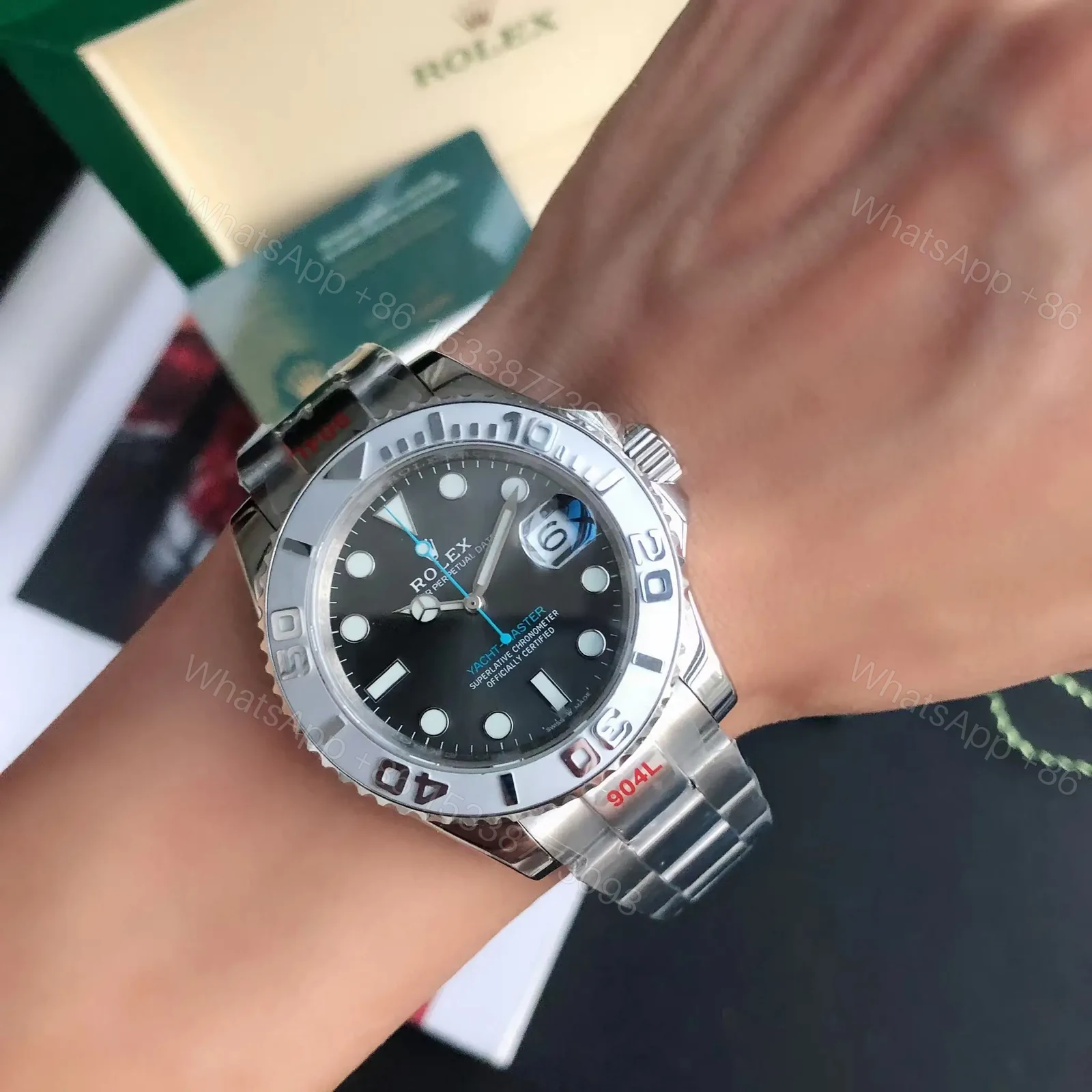View 8 of Fake Rolex Yacht-Master 40 Oystersteel Platinum Replica 116622-0001