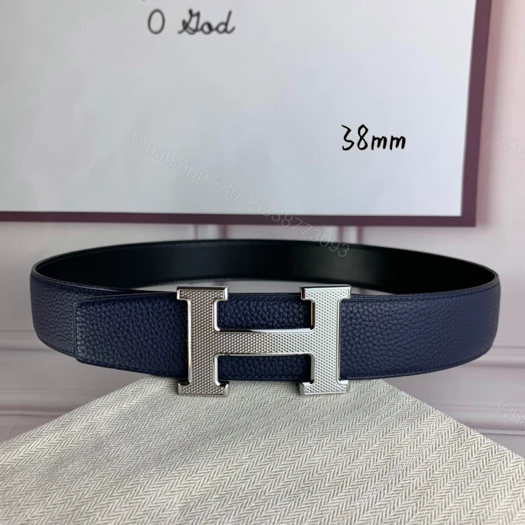 View 3 of HERMES BELT TOGO SWIFT BUCKLE BLUE 38MM