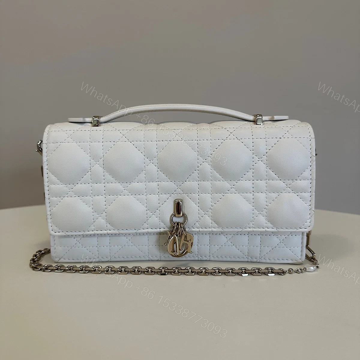 Dior My Dior Mini Bag in latte Cannage lambskin — view 1