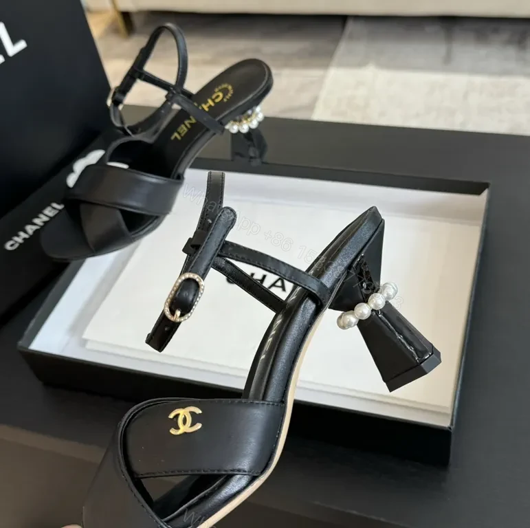 View 2 of Chanel-Inspired Black Leather Sandals: Modern Glam, Everyday Versatility