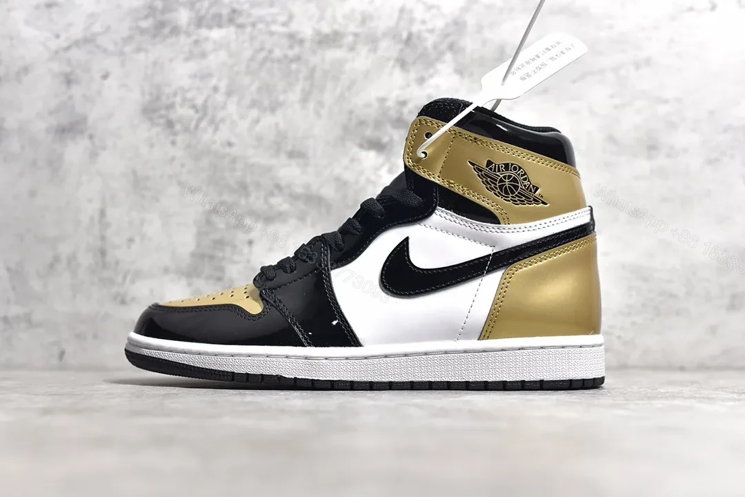 Air Jordan 1 High Nrg Patent Gold Toe Reps — view 1