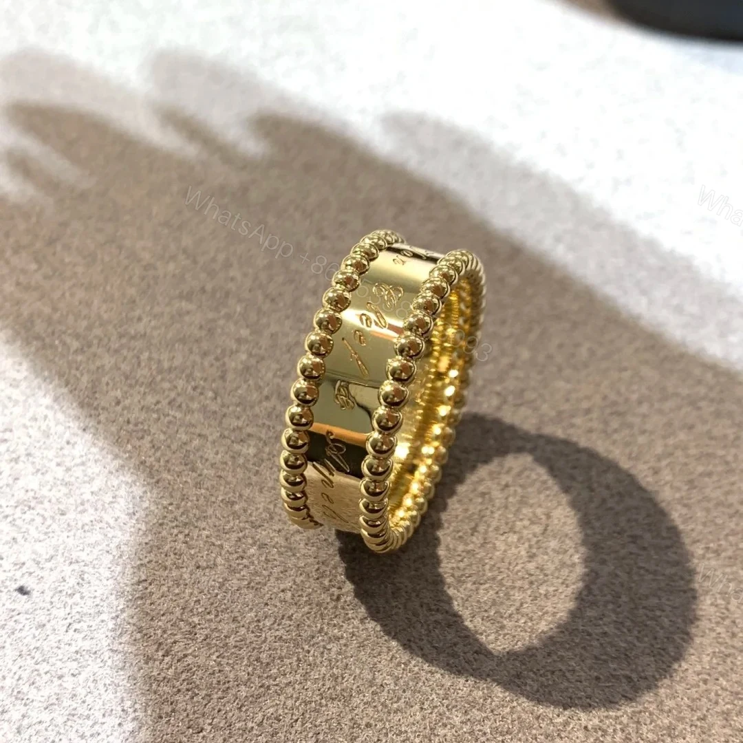 View 3 of 18K Yellow Gold Van Cleef & Arpels Perlée Signature Band Ring
