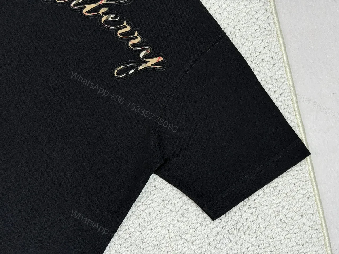 View 2 of Black Cotton Embroidered Tee: Subtle Luxury, All-Day Comfort