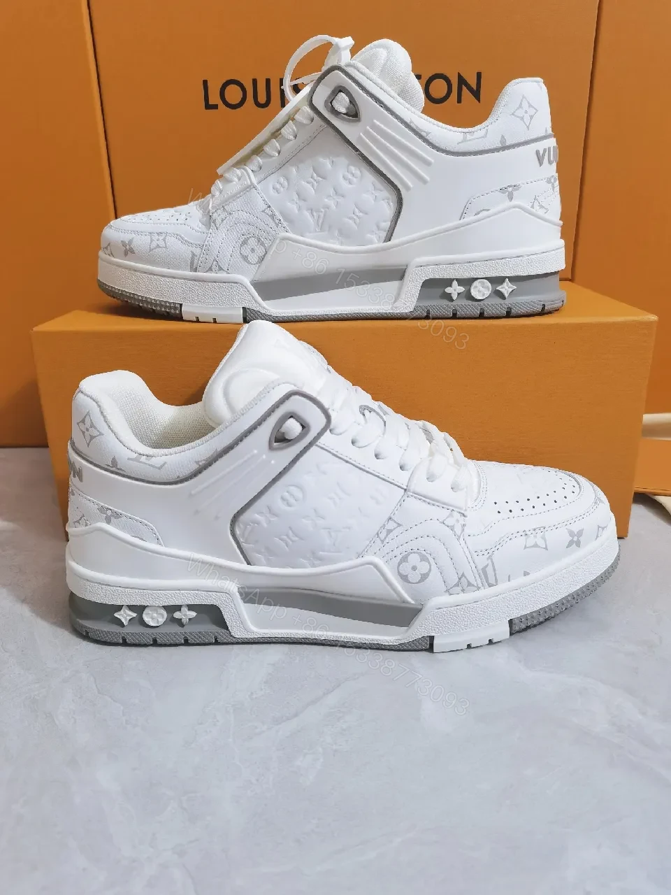 View 4 of Monochrome Leather High-Top Sneakers with Luxe Detailing
